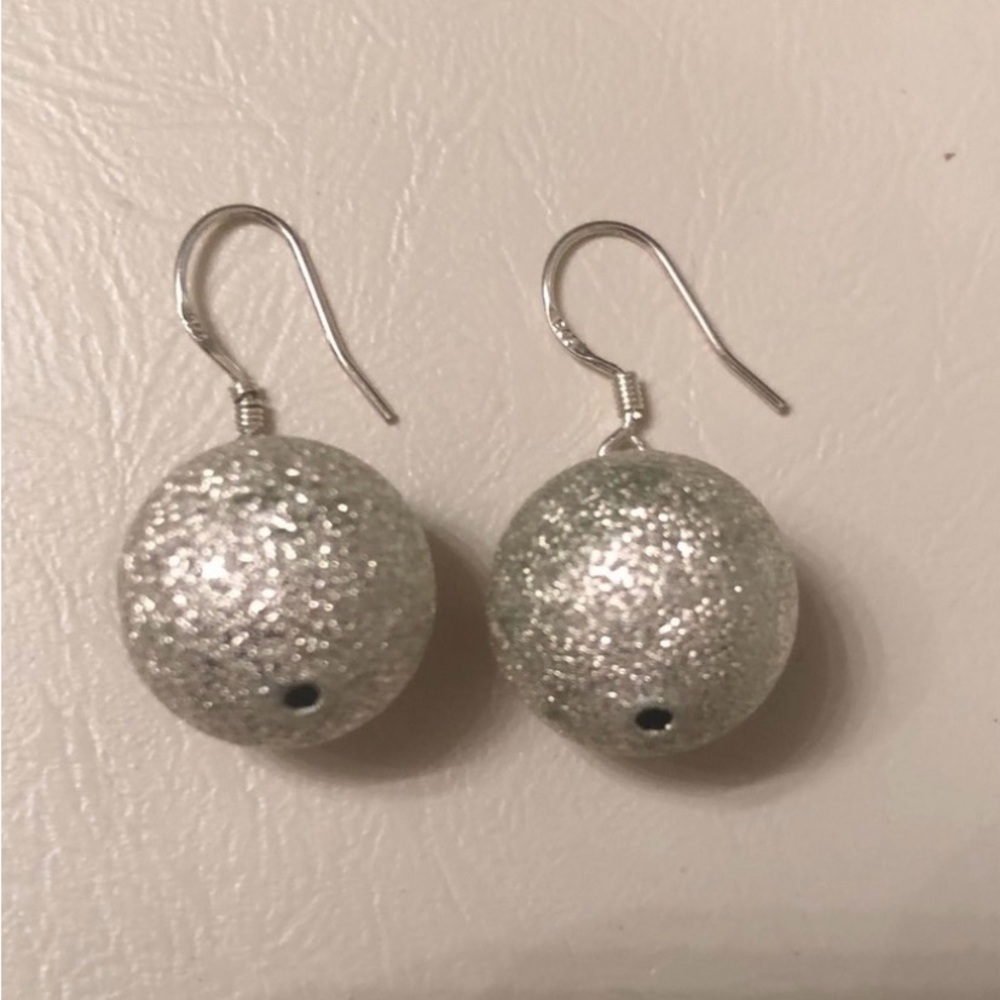 NWOT silver ball drop earrings